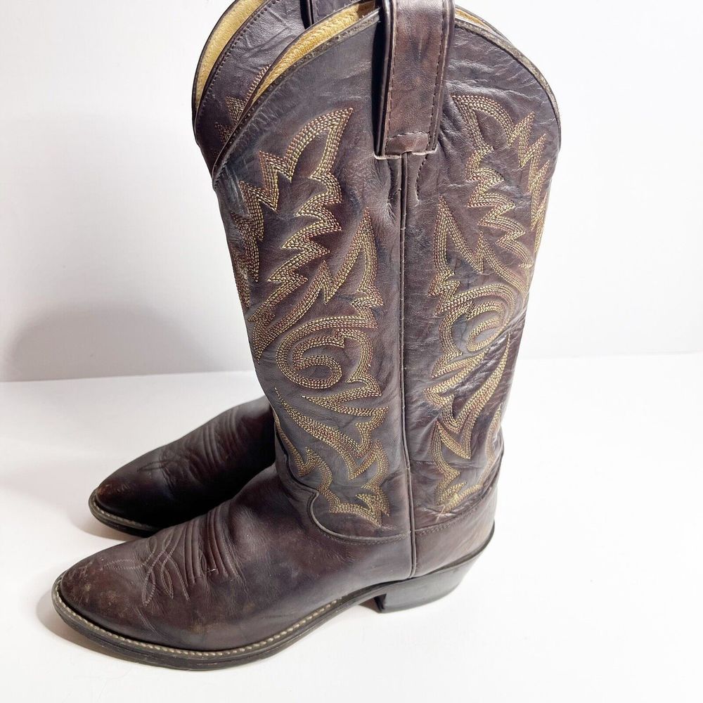 Justin 1564 Size 8D Cowboy Boots Dark Brown Marbled Deerlite Western Rodeo - Picture 4 of 7